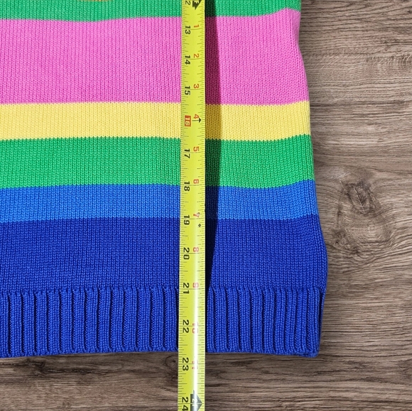 Vintage Ralph Lauren Womens M Sweater Vest Pullover Fleece Shirt Striped Ribbed - Picture 3 of 6